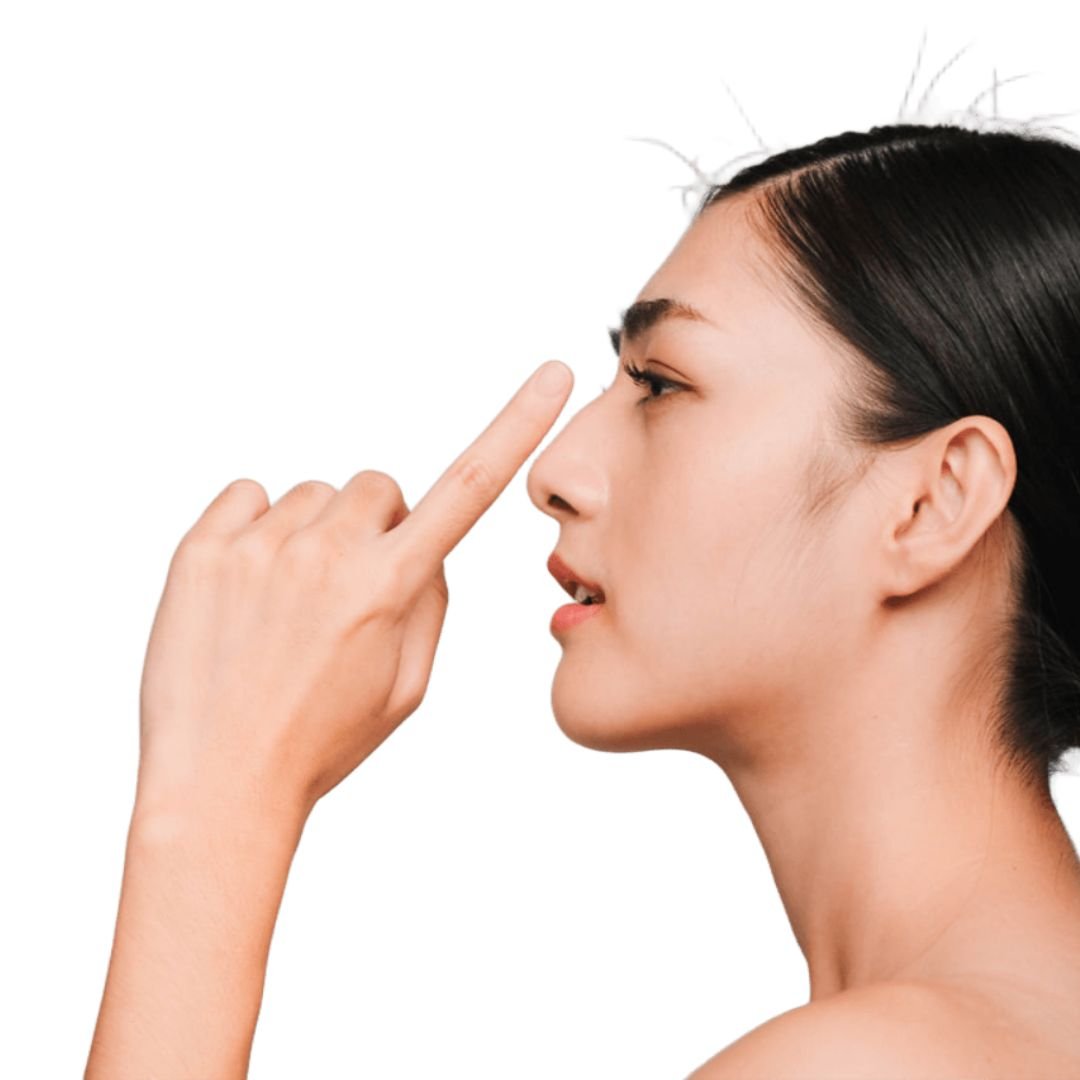 Pasien menyentuh hidung, ilustrasi revisi hidung
